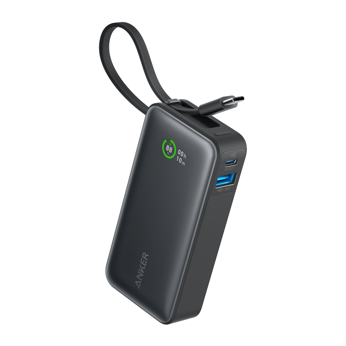 Anker Nano 30W portable power bank with built-in USB-C charging cable
