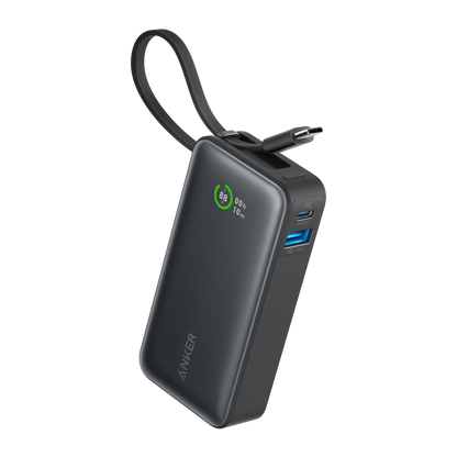 Anker Nano 30W portable power bank with built-in USB-C charging cable
