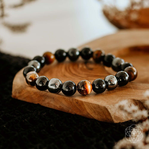 Triple Protection Bracelet with natural stone beads